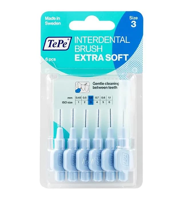 مسواک بین دندانی مدل ExtraSoft با برس بسیار نرم سایز ۳ بسته ۶ عددی ته په