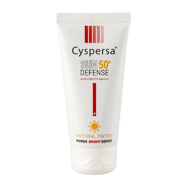 کرم ضدآفتاب رنگی روشن کننده دارای spf50 و رنگ طبیعی حجم ۵۰ میل سیسپرسا