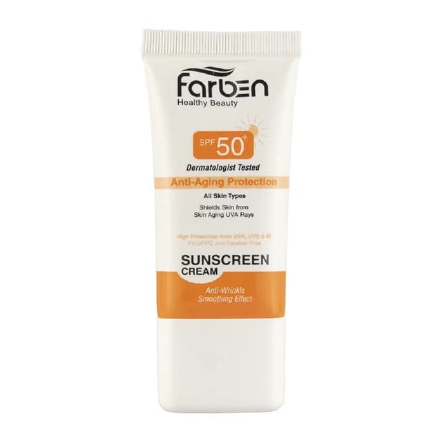 کرم ضد آفتاب با SPF50 مدل Anti Aging Protection مناسب انواع پوست حجم ۵۰ میلی لیتر فاربن
