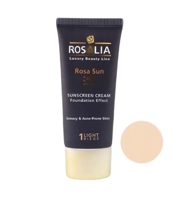کرم ضد آفتاب مدل Rosa Sun با SPF50 مناسب پوست چرب حجم ۴۰ میلی لیتر رزالیا