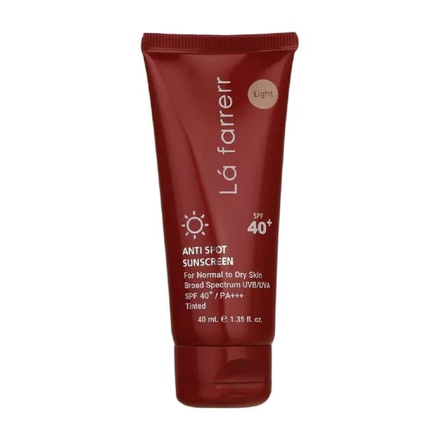 کرم ضد آفتاب و ضد لک رنگی مدل SPF40 مناسب پوست نرمال و خشک حجم ۴۰ میلی لیتر لافارر